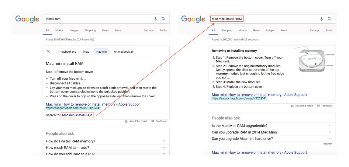A screenshot showing Google search results including a rare example of "bubble" and subsequent snippets matching.