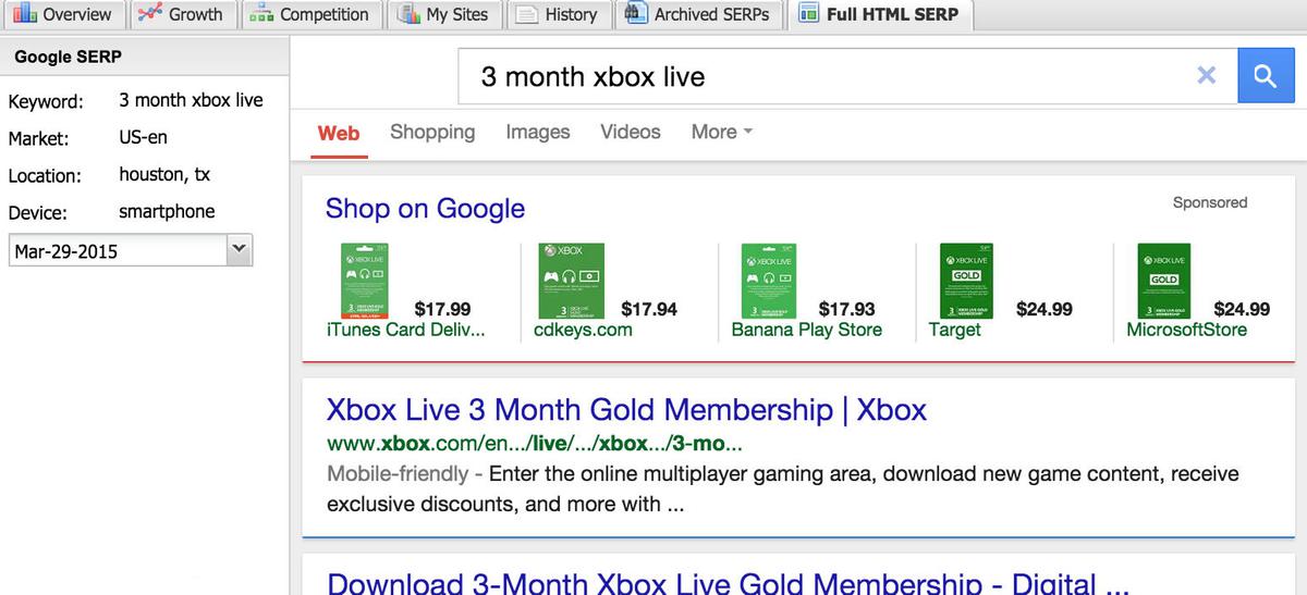Full mobile SERPs for Google