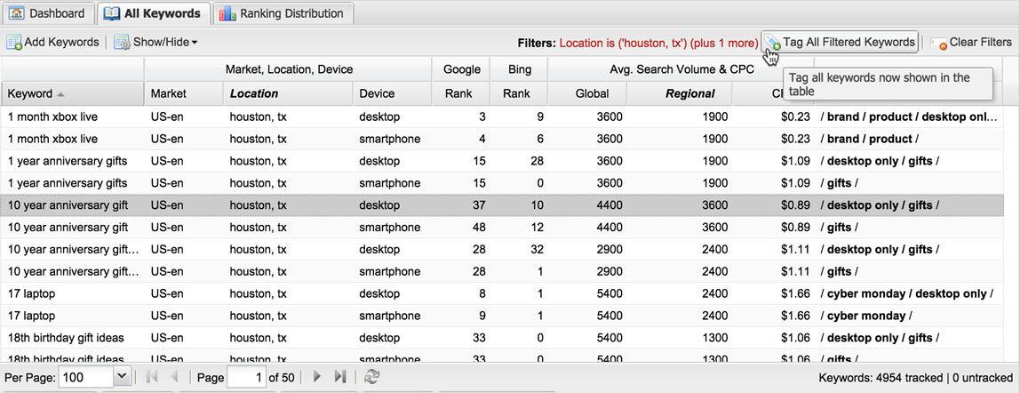 tagging search keywords with filters