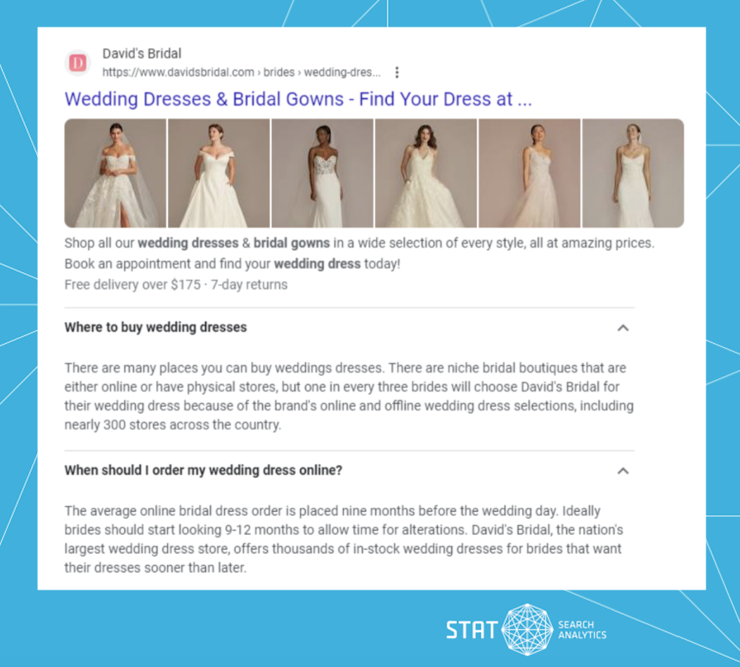 A screenshot showing an organic Google search result with FAQ rich snippets.