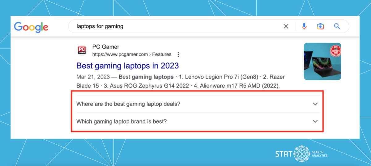 A screenshot showing a Google search result which has an FAQ rich snippet.
