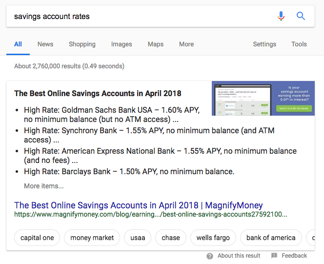 A screenshot of a carousel featured snippet on the SERP