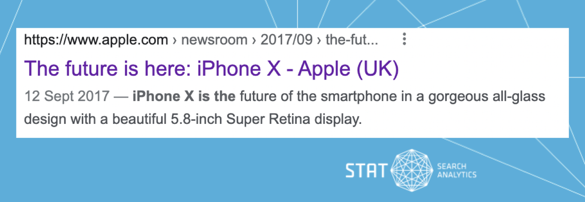 Screenshot of a result on the SERP for the iPhone X.