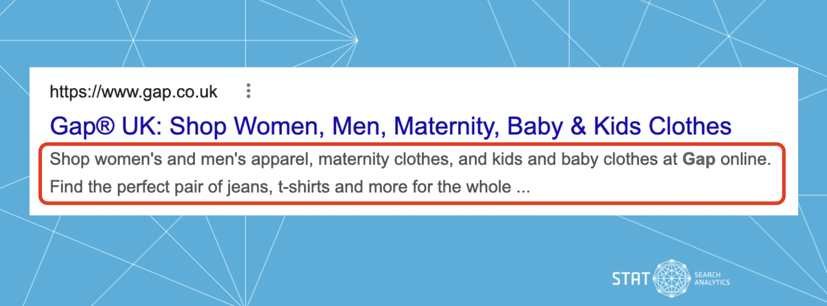 Google search result with the meta description highlighted