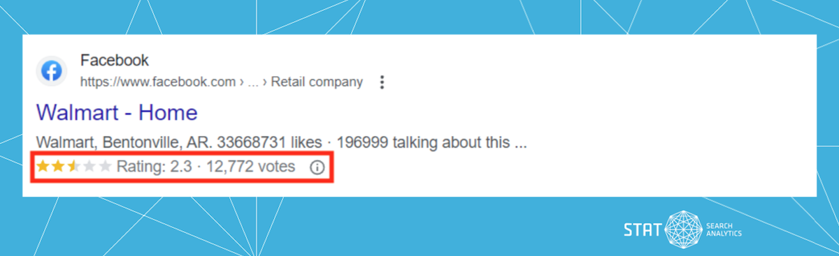 A screenshot showing a search result with a rating rich snippet.