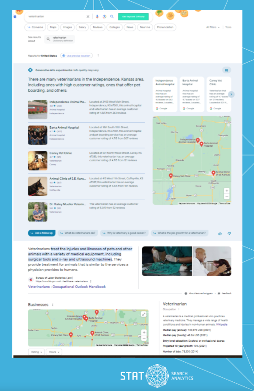 A screenshot showing map results integrated into SGEs.