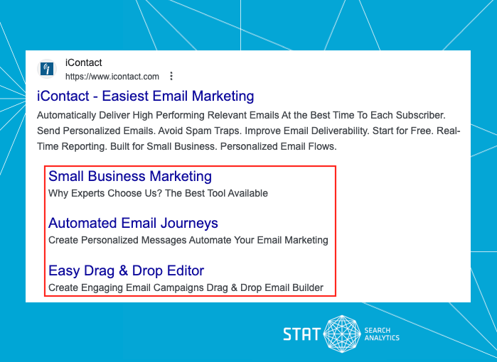 A screenshot showing sitelinks in Google search results.