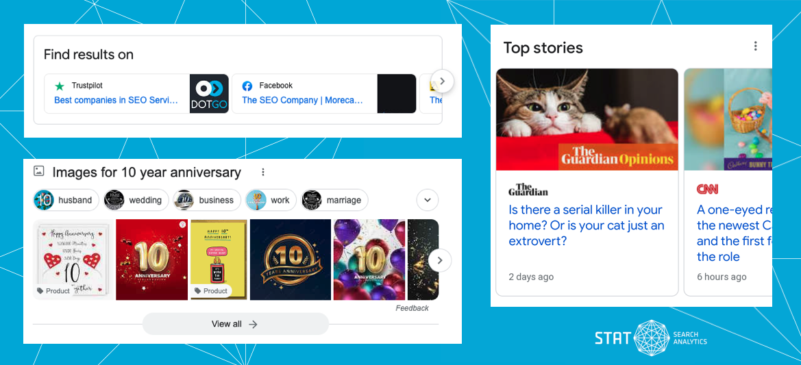 A screenshot of carousels showing up in Google search results.