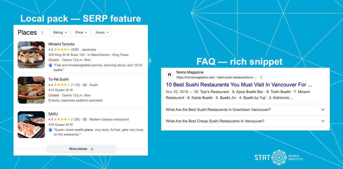 An image of a SERP feature and rich snippet in Google search.