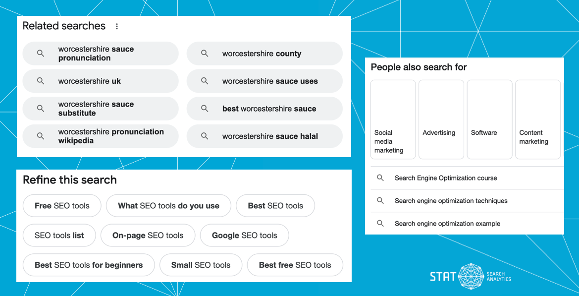 Screenshot of related searches SERP features.