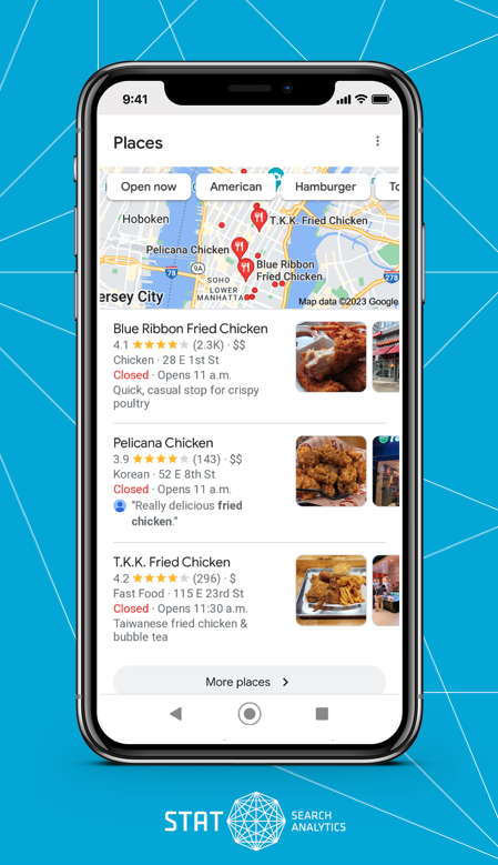 An image of a local pack appearing in search results on a smartphone.