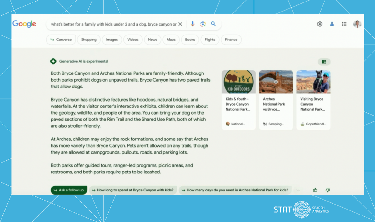 A screenshot showing a Google Generative Search Experience result